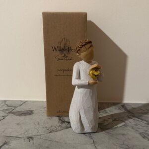 Willow Tree Figurine with Gold Heart and White Dress
